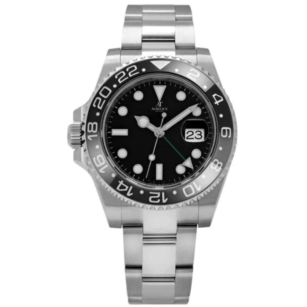 Dual Time 40 – Black Dial | Steel Jubilee Bracelet & Grey-Black Ceramic Bezel