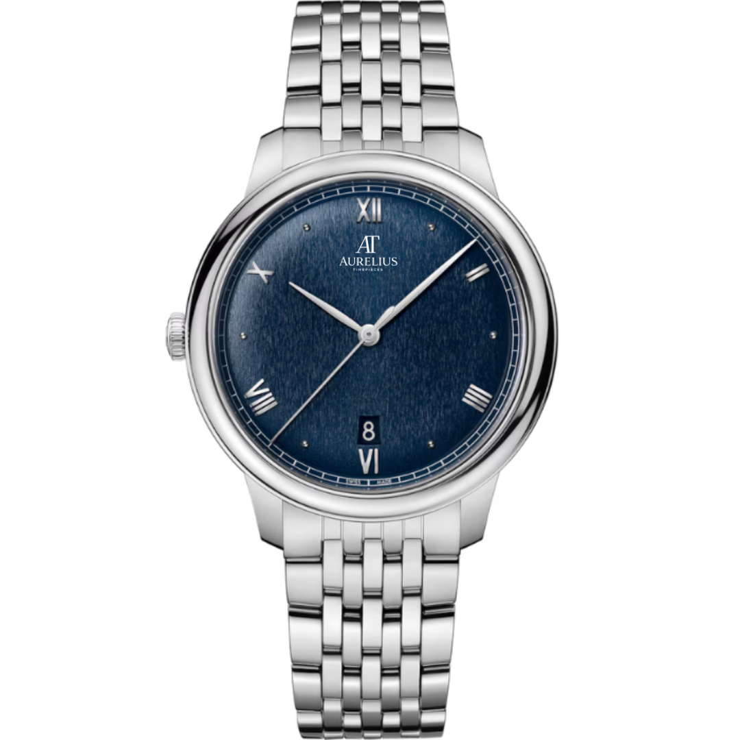 Classic Prestige 40 – Deep Blue Textured Dial | Steel Multi-Link Bracelet