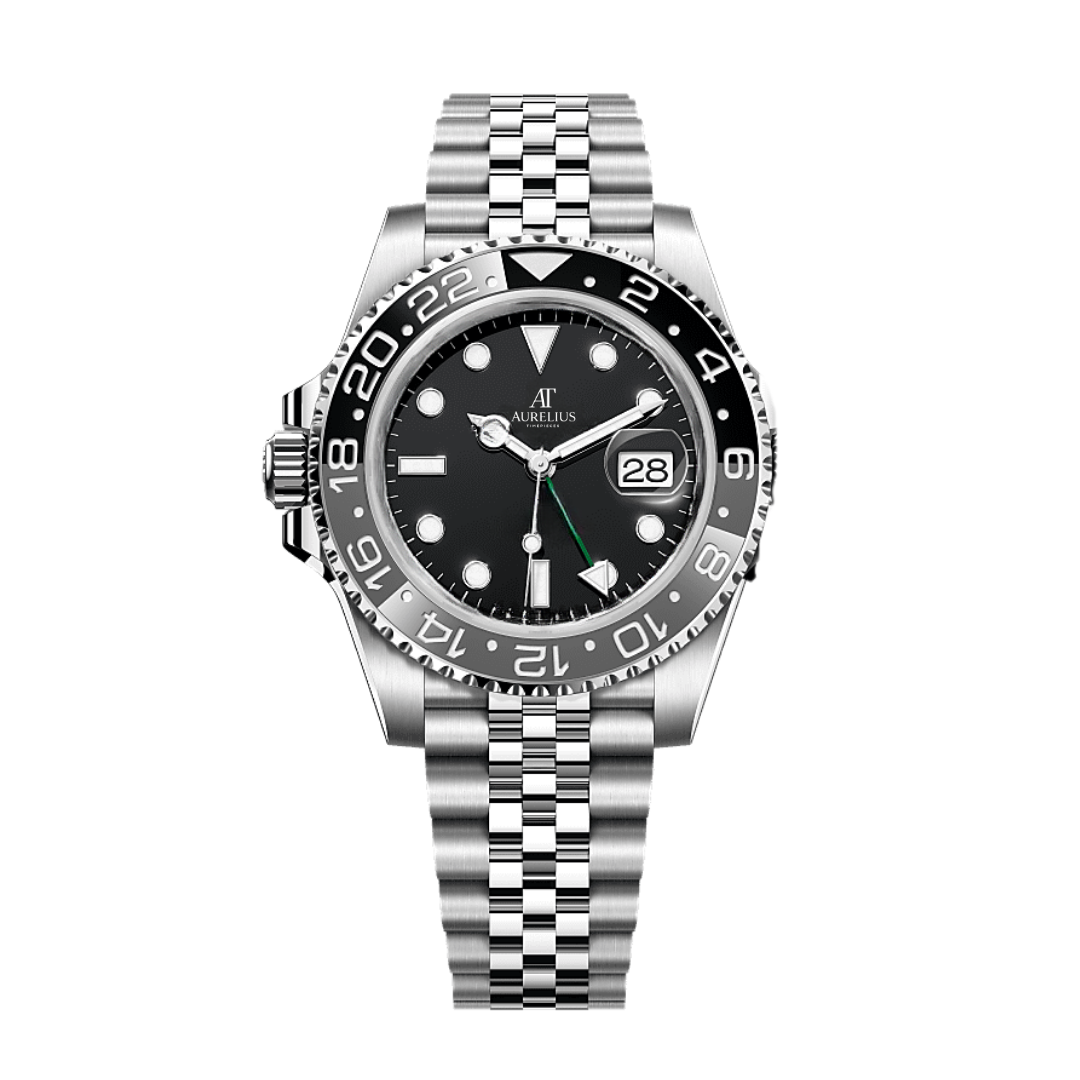 GMT Explorer 40 – Black & Grey Dial | Stainless Steel Jubilee Bracelet & Dual-Tone Ceramic Bezel