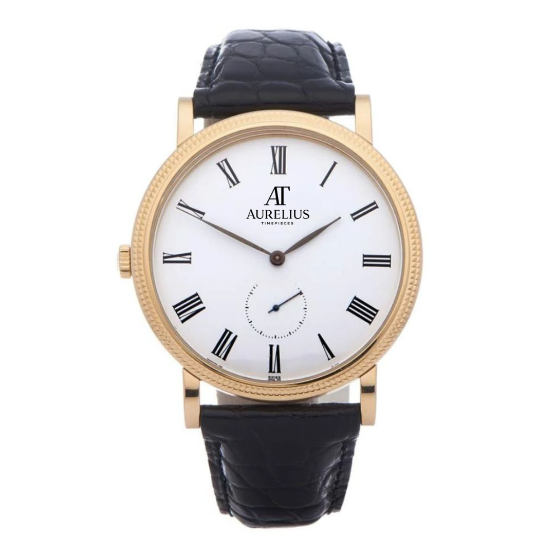 Classic 36 – Cream Dial | Rose Gold Tone Case & Brown Leather Strap & Hobnail Bezel