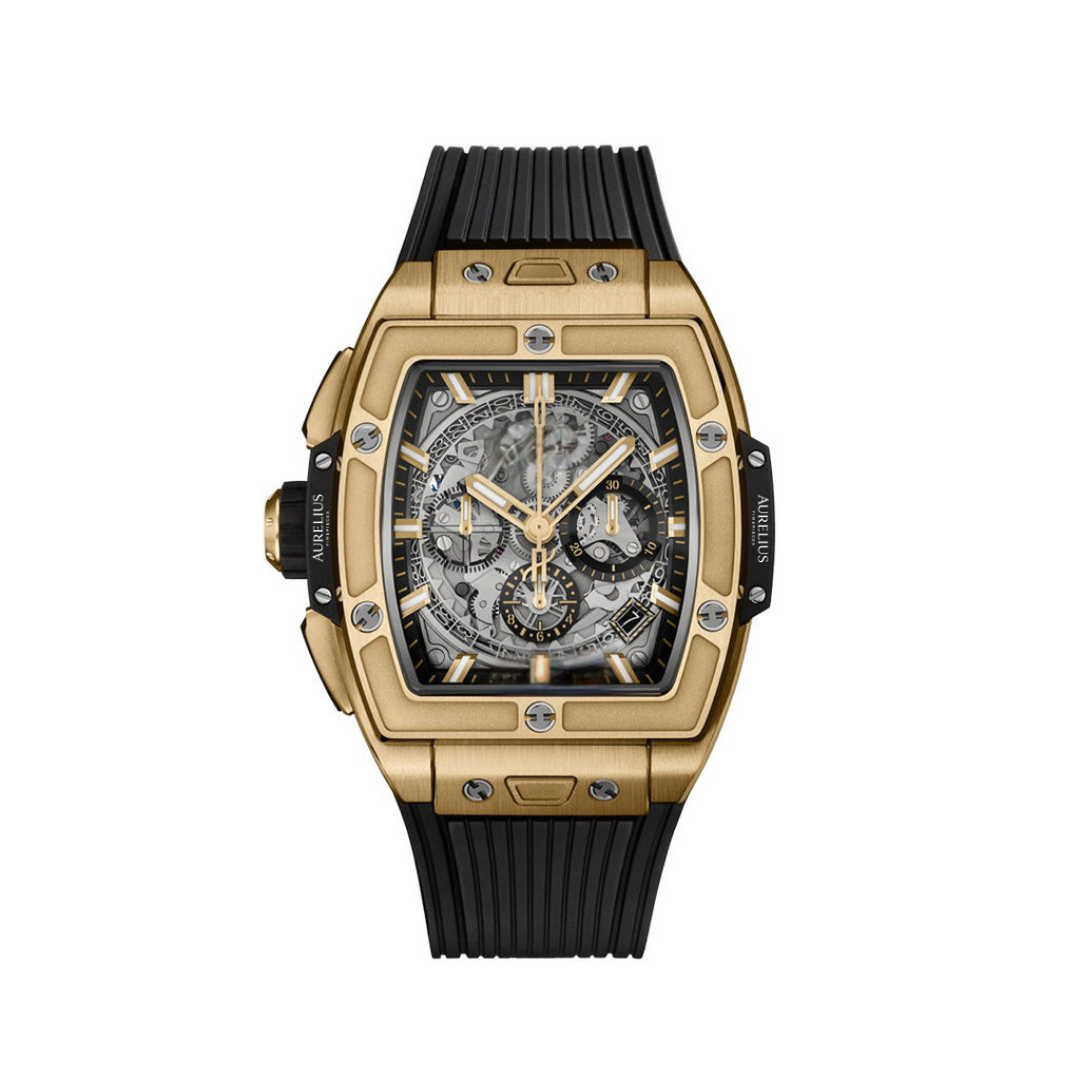 Fusion Chronograph 42 – Black Dial | Yellow Gold Tone Case & Rubber Strap