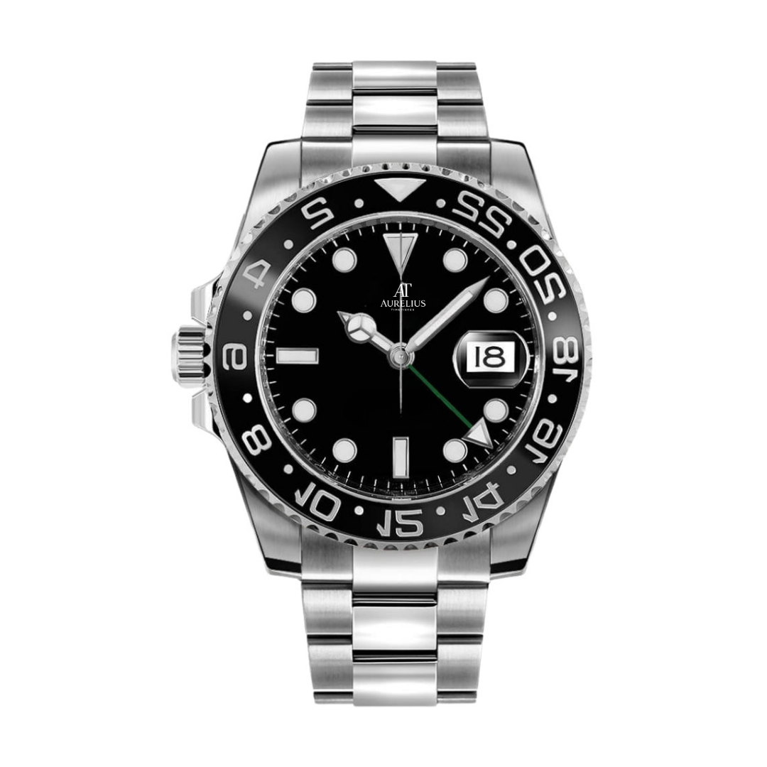 Dual Time 40 – Black Dial | Steel Bracelet & Black Ceramic Bezel