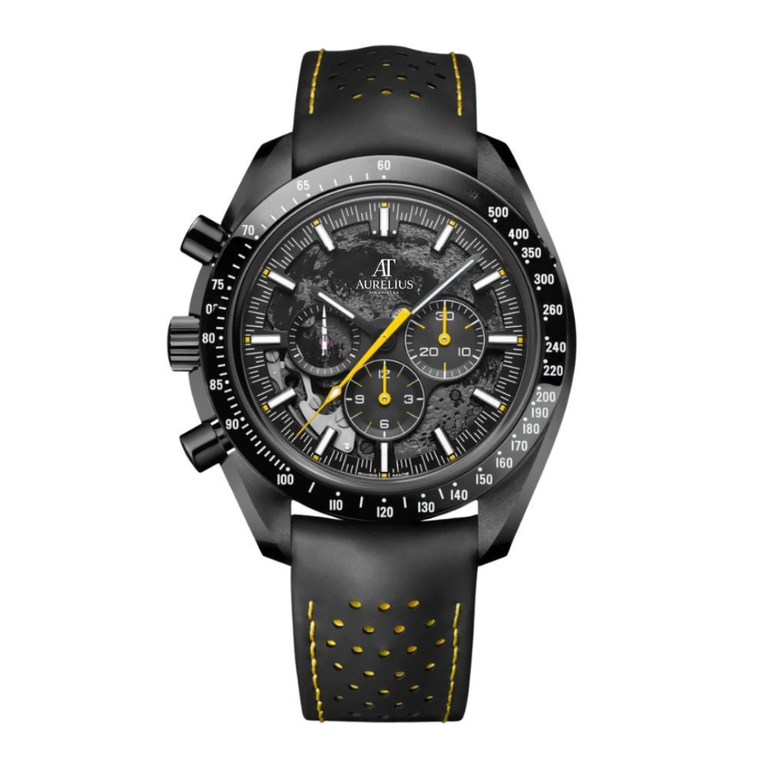 Dark Chronograph 44 – Black Dial | Black Case & Black Strap & Tachymeter Bezel