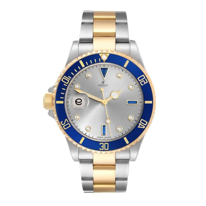 Diver 40 – Silver Dial | Steel & Gold Tone Bracelet & Black Dive Bezel